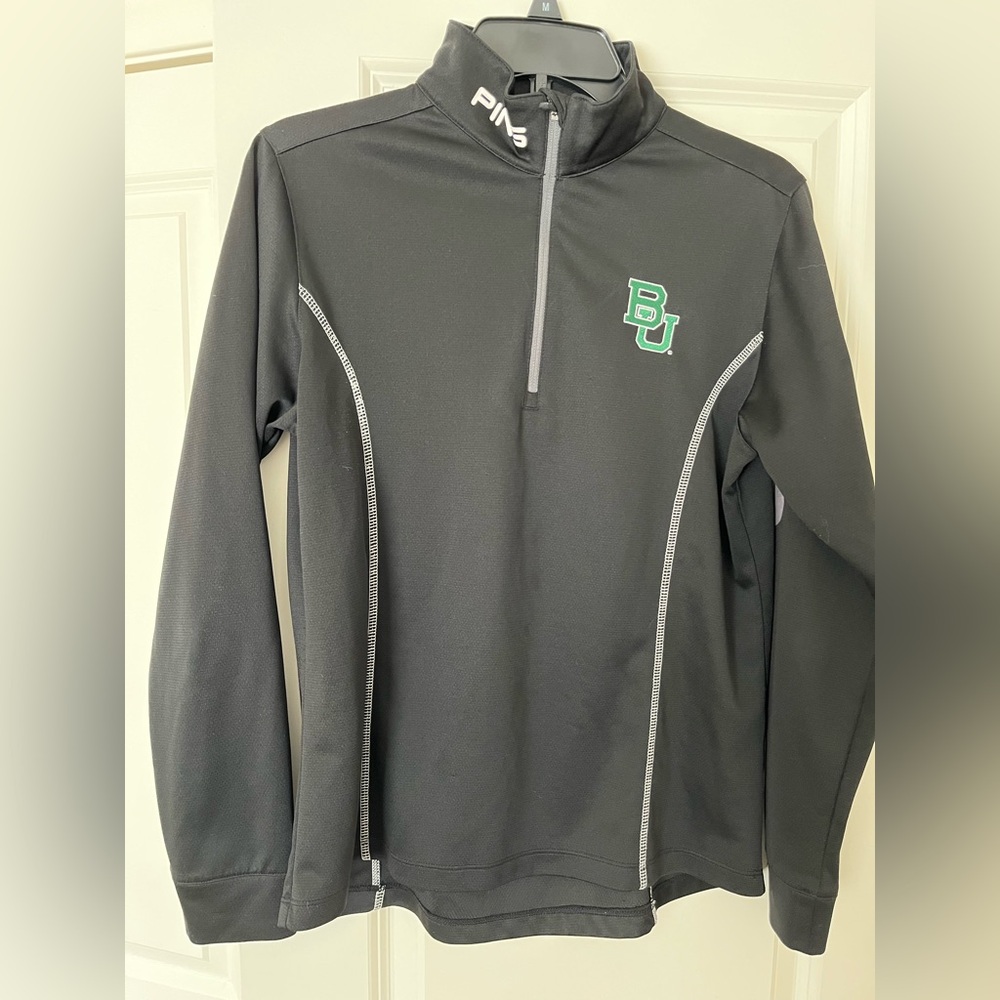 Baylor women’s golf Ping Black and Green Quarter-Zip Top